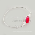 Hot pink Chalcedony Sterling Silver Gemstone Bangles